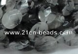 CRU14 15.5 inches 11*14mm faceted oval black rutilated quartz beads