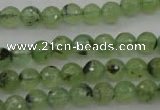 CRU152 15.5 inches 8mm faceted round green rutilated quartz beads