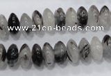 CRU67 15.5 inches 6*12mm rondelle black rutilated quartz beads