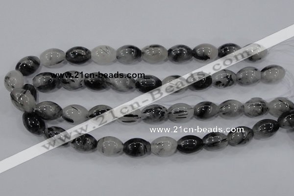 CRU73 15.5 inches 13*18mm rice black rutilated quartz beads wholesale