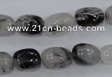CRU77 15.5 inches 10*14mm nugget black rutilated quartz beads