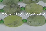 CRU782 15.5 inches 11*18mm oval green rutilated quartz beads