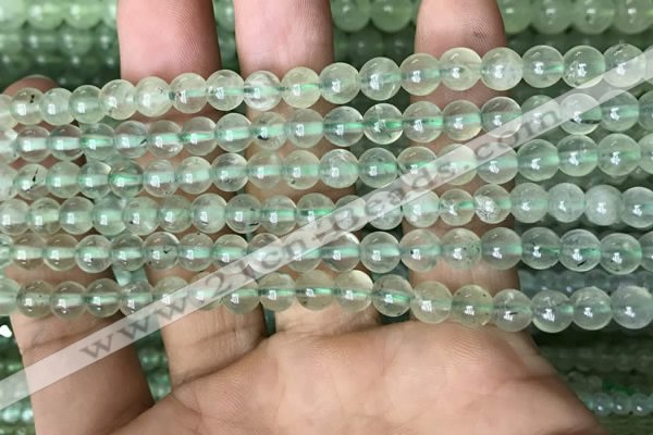 CRU811 15.5 inches 6mm round green rutilated quartz beads