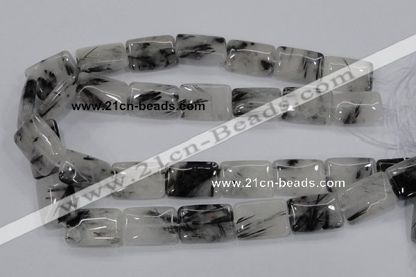 CRU86 15.5 inches 18*25mm rectangle black rutilated quartz beads