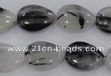 CRU87 15.5 inches 15*20mm flat teardrop black rutilated quartz beads