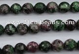 CRZ551 15.5 inches 9mm faceted round Chinese ruby zoisite beads