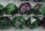 CRZ906 15.5 inches 16mm faceted nuggets Chinese ruby zoisite beads