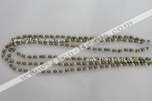 CSB1001 15.5 inches 4mm round mixed color shell pearl beads