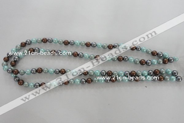 CSB1013 15.5 inches 6mm round mixed color shell pearl beads