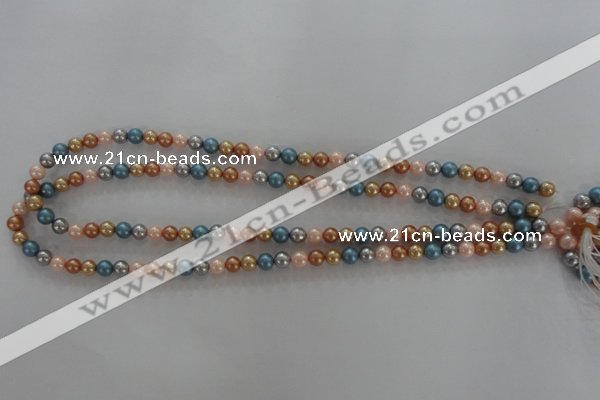 CSB1015 15.5 inches 6mm round mixed color shell pearl beads