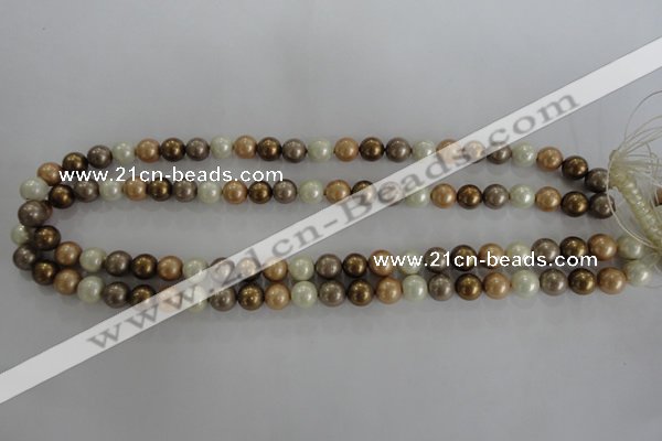 CSB1044 15.5 inches 8mm round mixed color shell pearl beads