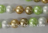 CSB1062 15.5 inches 10mm round mixed color shell pearl beads