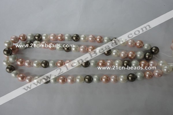 CSB1065 15.5 inches 10mm round mixed color shell pearl beads