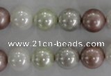 CSB1080 15.5 inches 12mm round mixed color shell pearl beads