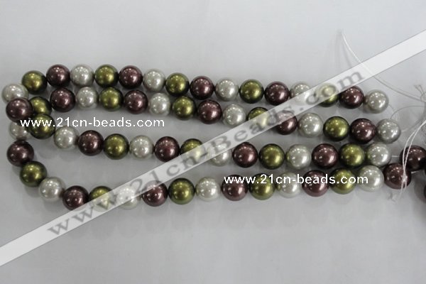 CSB1081 15.5 inches 12mm round mixed color shell pearl beads