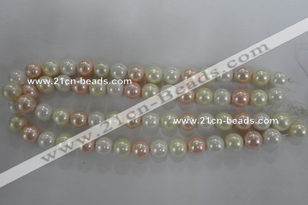 CSB1092 15.5 inches 12mm round mixed color shell pearl beads
