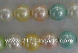 CSB1098 15.5 inches 12mm round mixed color shell pearl beads