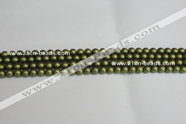 CSB1395 15.5 inches 4mm matte round shell pearl beads wholesale