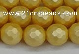 CSB1815 15.5 inches 14mm faceetd round matte shell pearl beads