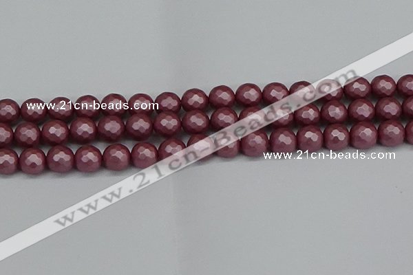 CSB1873 15.5 inches 10mm faceetd round matte shell pearl beads