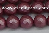CSB1874 15.5 inches 12mm faceetd round matte shell pearl beads