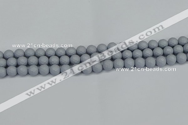 CSB1932 15.5 inches 8mm faceted round matte shell pearl beads