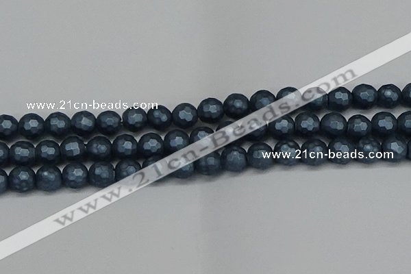 CSB1974 15.5 inches 12mm faceted round matte shell pearl beads