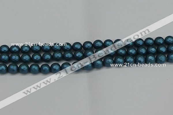 CSB1981 15.5 inches 6mm faceted round matte shell pearl beads
