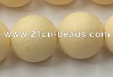 CSB2386 15.5 inches 16mm round matte wrinkled shell pearl beads
