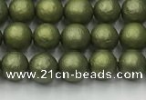 CSB2520 15.5 inches 4mm round matte wrinkled shell pearl beads