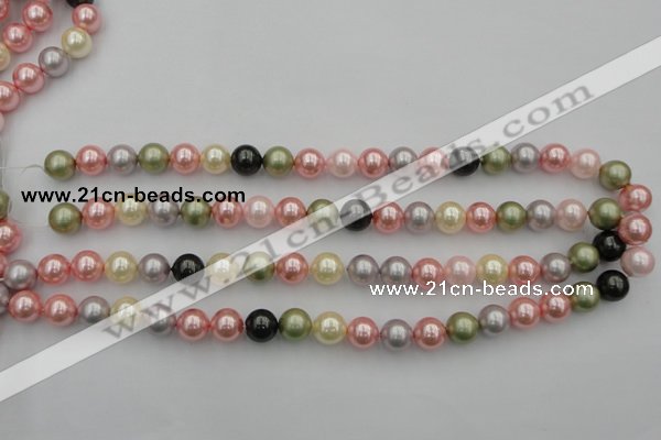 CSB325 15.5 inches 10mm round mixed color shell pearl beads