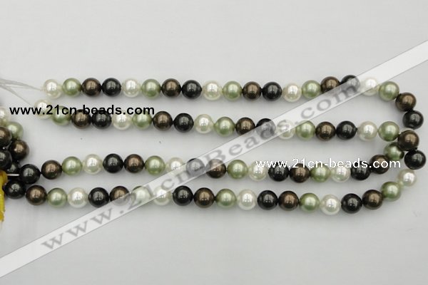 CSB337 15.5 inches 10mm round mixed color shell pearl beads