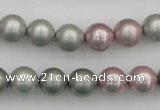 CSB341 15.5 inches 10mm round mixed color shell pearl beads