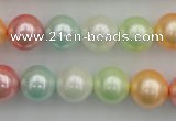 CSB353 15.5 inches 12mm round mixed color shell pearl beads