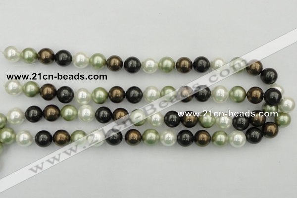 CSB362 15.5 inches 12mm round mixed color shell pearl beads