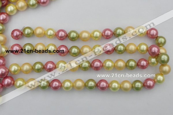 CSB378 15.5 inches 14mm round mixed color shell pearl beads