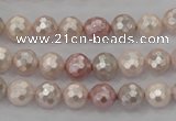 CSB490 15.5 inches 8mm faceted round mixed color shell pearl beads