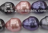 CSB573 15.5 inches 16*19mm whorl teardrop mixed color shell pearl beads