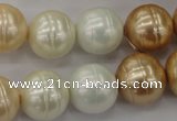 CSB636 15.5 inches 16mm whorl round mixed color shell pearl beads