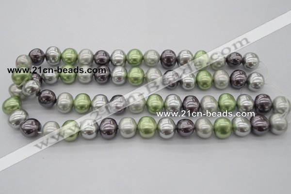 CSB698 15.5 inches 13*15mm oval mixed color shell pearl beads
