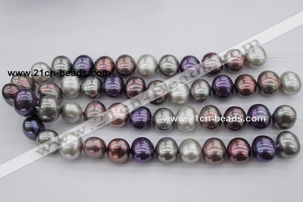 CSB714 15.5 inches 16*19mm oval mixed color shell pearl beads