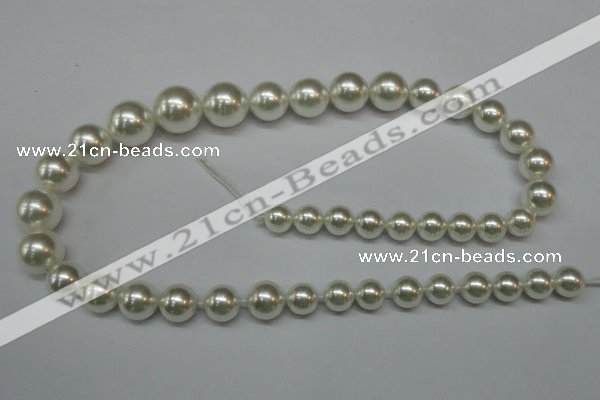 CSB920 15.5 inches 8mm - 14mm round shell pearl beads wholesale