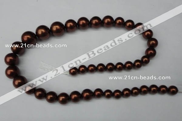 CSB924 15.5 inches 8mm - 14mm round shell pearl beads wholesale