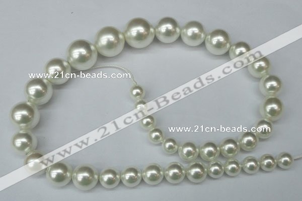 CSB930 15.5 inches 8mm - 16mm round shell pearl beads wholesale