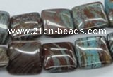 CSD29 15.5 inches 16*16mm square dyed stripe jasper gemstone beads