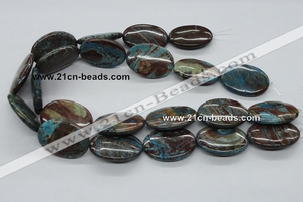 CSD35 15.5 inches 25*35mm oval dyed stripe jasper gemstone beads