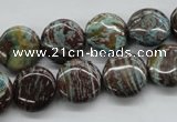 CSD56 15.5 inches 14mm flat round dyed stripe jasper gemstone beads