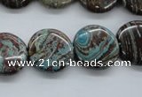 CSD57 15.5 inches 18mm flat round dyed stripe jasper gemstone beads