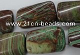 CSD87 15.5 inches 15*25mm twisted rectangle dyed stripe jasper beads