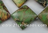 CSE134 22*22mm twisted diamond dyed natural sea sediment jasper beads